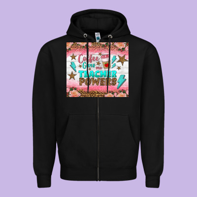 Coffee Gives Me Teacher Powers Tumbler Zipper Hoodie Designed By Bundleandbundleshop