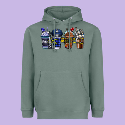 Police Coffee Heavyweight Hoodie Designed By Cowhidedigitalart