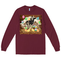 Burgundy cow and chick easter Long Sleeve Tee - TumblerDesignByShophia