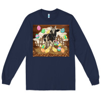 Navy cow and chick easter Long Sleeve Tee - TumblerDesignByShophia
