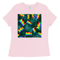 Bubblegum Pink Pride lgbtq flags with leopard seamless pattern Ladies Tee - BundleAndBundleShop