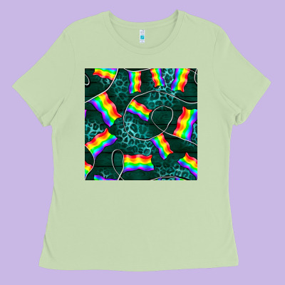 Pride Lgbtq Flags With Leopard Seamless Pattern Ladies Tee Designed By Bundleandbundleshop