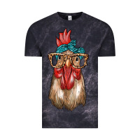 Cloud Black chicken with bandana and leopard Vintage Tee - texasbilliewilder