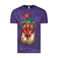 Cloud Purple chicken with bandana and leopard Vintage Tee - texasbilliewilder