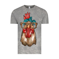 Cloud Rock chicken with bandana and leopard Vintage Tee - texasbilliewilder
