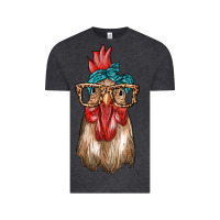 Vintage Black chicken with bandana and leopard Vintage Tee - texasbilliewilder