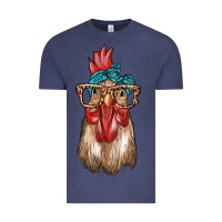 Vintage Denim chicken with bandana and leopard Vintage Tee - texasbilliewilder