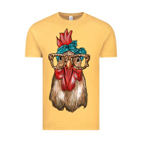 Vintage Mustard chicken with bandana and leopard Vintage Tee - texasbilliewilder