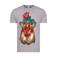 Vintage Zinc chicken with bandana and leopard Vintage Tee - texasbilliewilder