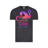 Vintage Black earth day 50th anniversary pink flamingos sunset silhouette Vintage Tee - linhVisuals