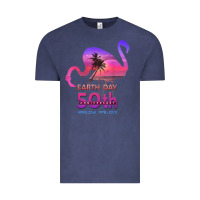 Vintage Denim earth day 50th anniversary pink flamingos sunset silhouette Vintage Tee - linhVisuals