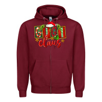 Burgundy Christmas Gigi Claus Zipper Hoodie - FaDigitalArtStudio