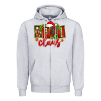 Heather Grey Christmas Gigi Claus Zipper Hoodie - FaDigitalArtStudio