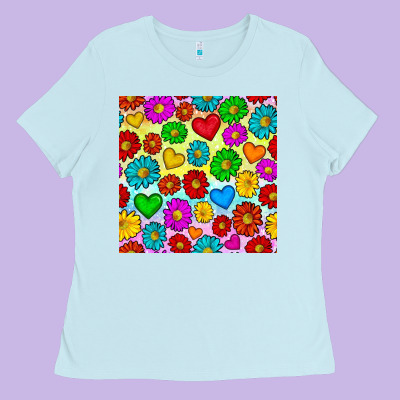 Pride Lgbtq Flowers And Hearts Seamless Pattern Ladies Tee Designed By Bundleandbundleshop