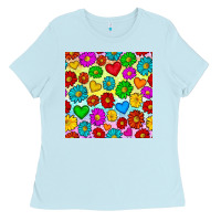 Baby Blue Pride lgbtq flowers and hearts seamless pattern Ladies Tee - BundleAndBundleShop