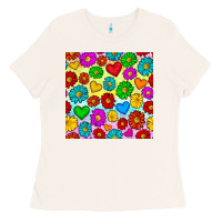 Bone Pride lgbtq flowers and hearts seamless pattern Ladies Tee - BundleAndBundleShop