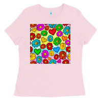 Bubblegum Pink Pride lgbtq flowers and hearts seamless pattern Ladies Tee - BundleAndBundleShop