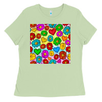 Matcha Pride lgbtq flowers and hearts seamless pattern Ladies Tee - BundleAndBundleShop