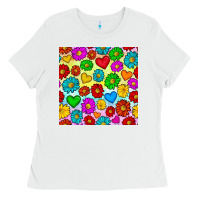 White Pride lgbtq flowers and hearts seamless pattern Ladies Tee - BundleAndBundleShop