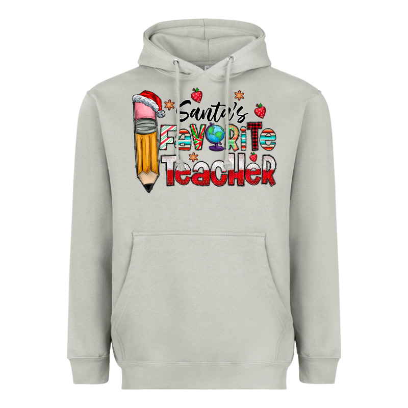 Santa Favorite Teacher Heavyweight Hoodie by CowhideDigitalArt | Teevron