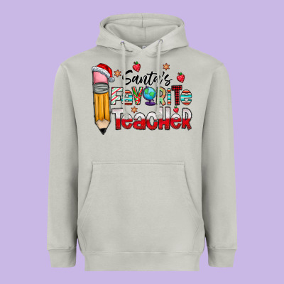 Santa Favorite Teacher Heavyweight Hoodie Designed By Cowhidedigitalart
