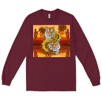 Burgundy tigers with scratches Long Sleeve Tee - TumblerDesignByShophia