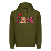 Army Green valentines day tedybear love Premium Hoodie - RanaPortraitStore