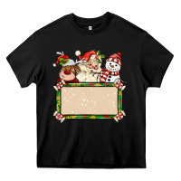Black santa reindeer snowman preview and costom name Heavy Core Tee - MaliasSmallBusiness