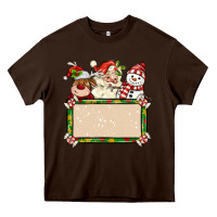 Chocolate Brown santa reindeer snowman preview and costom name Heavy Core Tee - MaliasSmallBusiness
