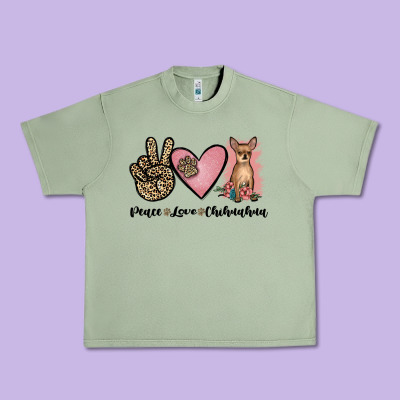 Peace Love Chihuahua Urban Heavy Tee Designed By Jahusdesignshop