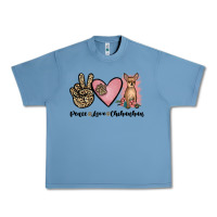Pebble Blue peace love chihuahua Urban Heavy Tee - JahusDesignShop