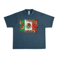 Midnight Navy Mexican Flag with Leopard Urban Heavy Tee - texasbilliewilder