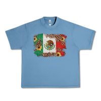 Pebble Blue Mexican Flag with Leopard Urban Heavy Tee - texasbilliewilder