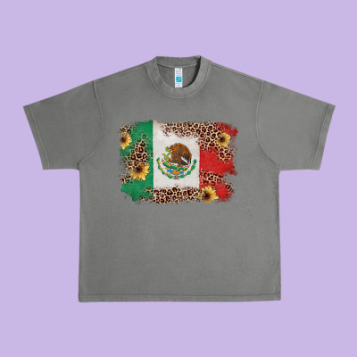 Mexican Flag With Leopard Urban Heavy Tee Designed By Texasbilliewilder