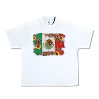 White Mexican Flag with Leopard Urban Heavy Tee - texasbilliewilder