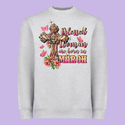 Blessed Women Are Born In March Heavyweight Sweatshirt Designed By Fadigitalartstudio