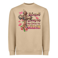 Mushroom Blessed women are born in March Heavyweight Sweatshirt - FaDigitalArtStudio