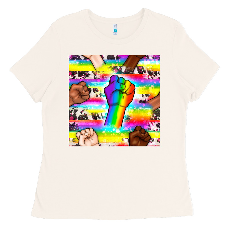 Pride Lgbtq Hands With Cowhide Seamless Pattern Ladies Tee by BundleAndBundleShop | Teevron