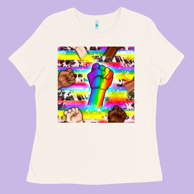 Pride Lgbtq Hands With Cowhide Seamless Pattern Ladies Tee Designed By Bundleandbundleshop
