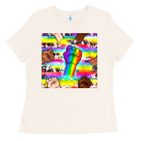 Bone Pride lgbtq hands with cowhide seamless pattern Ladies Tee - BundleAndBundleShop