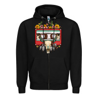 Black bull skull sunflower floral cassette Zipper Hoodie - FaDigitalArtStudio