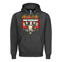 Charcoal Heather bull skull sunflower floral cassette Zipper Hoodie - FaDigitalArtStudio