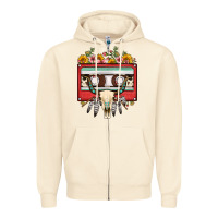 Sandshell bull skull sunflower floral cassette Zipper Hoodie - FaDigitalArtStudio