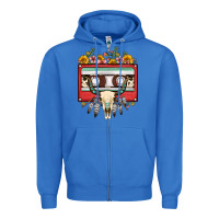 True Royal bull skull sunflower floral cassette Zipper Hoodie - FaDigitalArtStudio