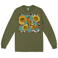 Army Green turquoise sunflowers with gemstones Long Sleeve Tee - TumblerDesignByShophia