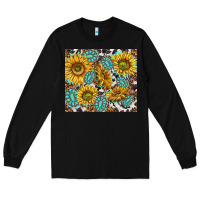 Black turquoise sunflowers with gemstones Long Sleeve Tee - TumblerDesignByShophia