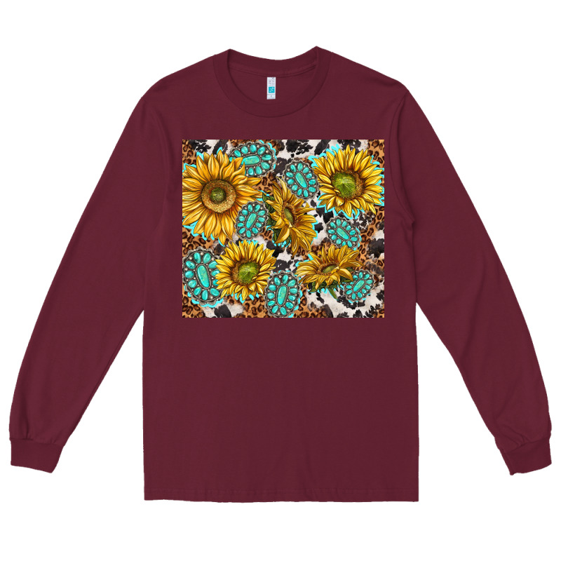 Turquoise Sunflowers With Gemstones Long Sleeve Tee by TumblerDesignByShophia | Teevron