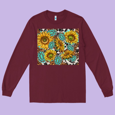 Turquoise Sunflowers With Gemstones Long Sleeve Tee Designed By Tumblerdesignbyshophia