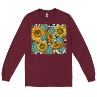 Burgundy turquoise sunflowers with gemstones Long Sleeve Tee - TumblerDesignByShophia