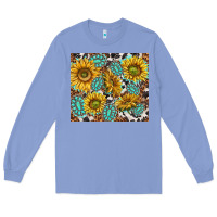 Colony Blue turquoise sunflowers with gemstones Long Sleeve Tee - TumblerDesignByShophia